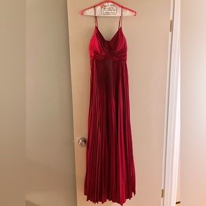 WHBM Red Satin Pleat Dress NWOT
